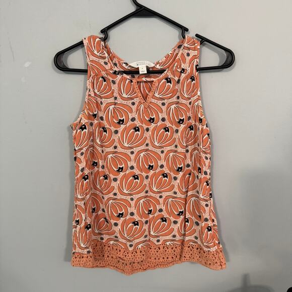 Market & Spruce Tops - Market & Spruce Peachy Orange Printed Sleeveless Tank Top Women's Size Medium